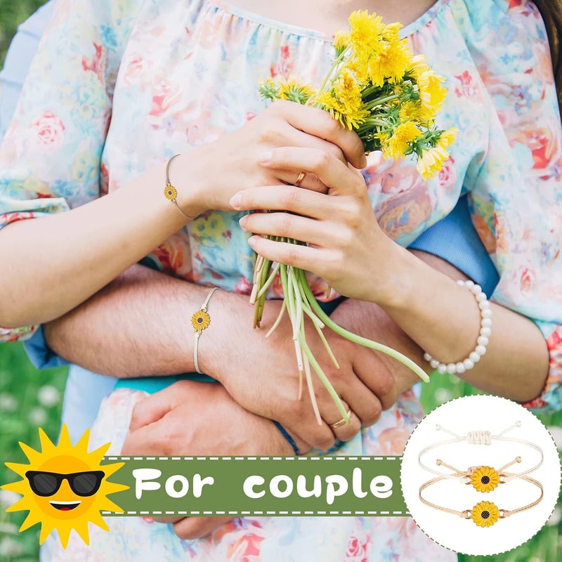 Sureio 20 Pcs Sunflower Bracelets Funny Gifts Adjustable Handmade Friendship Bracelet Bulk Boho Braided Rope String Bracelets for Women Couples Friend - Image 5